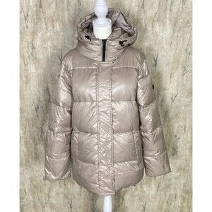 TWO VINCE CAMUTO Large Tan Water Wind Resistant Insulated Hooded Puffer Jacket